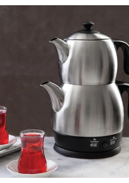 2200 W Çelik Demlikli Çay Makinesi, Dayanıklı ve Şık Tasarım