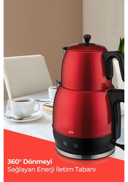 Kırmızı Geniş Kapasiteli 2200W Paslanmaz Çelik Çay ve Su Isıtıcı indirimleri