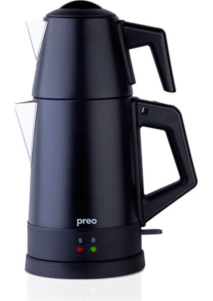 1,8 L Siyah Çay Makinesi, 1800W, Çelik Demlikli, Çok Renkli