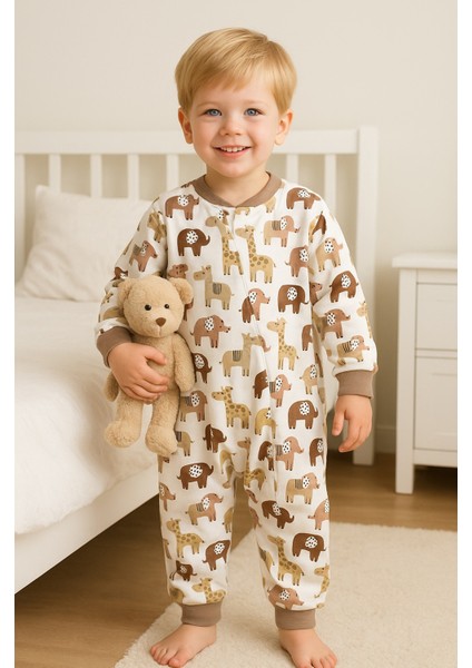 Kız Erkek Çocuk Elyaf Dolgulu 1,5 Tog Pamuklu Desenli Uyku Tulumu