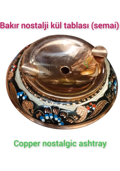 Nostaljik Bakır Kül Tablası, 2 Adet, Zarif ve Şık Hicivli Tasarım