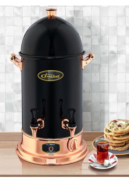 Çok Renkli Rose Black Çay Makinesi, 30 Bardak Kapasiteli, Şık ve Fonksiyonel Tasarım