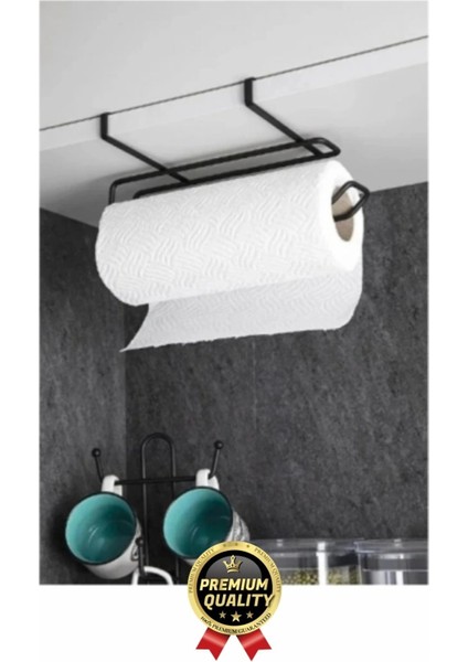 Özel Üretim Pratik Dayanıklı Dolap Kapağına Uyumlu Paslanmaz Metal Siyah Kağıt Havluluk Askı 28X13CM modelleri