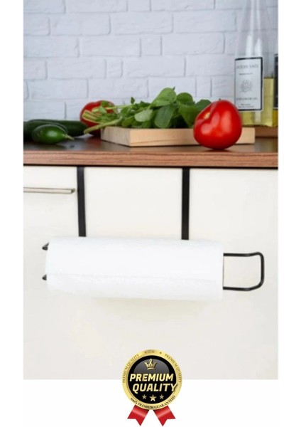 Özel Üretim Pratik Dayanıklı Dolap Kapağına Uyumlu Paslanmaz Metal Siyah Kağıt Havluluk Askı 28X13CM indirimleri