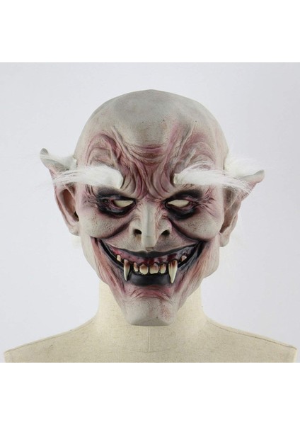 Korku Zombi Maskesi Beyaz Saçlı Kaşlı Lateks Vampir Maskesi Et Maske (5282) modelleri