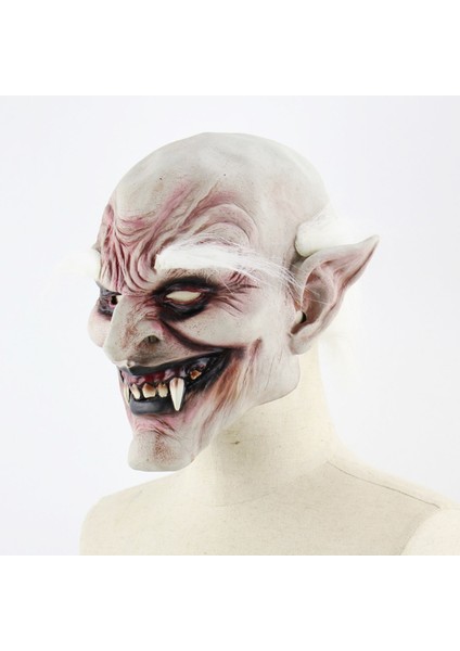 Korku Zombi Maskesi Beyaz Saçlı Kaşlı Lateks Vampir Maskesi Et Maske (5282) indirimleri