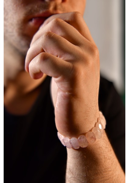 Pembe Quartz Özel Kesim Doğal Taş Unisex Bileklik