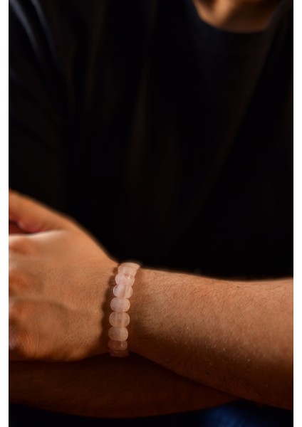 Pembe Quartz Özel Kesim Doğal Taş Unisex Bileklik fiyatları