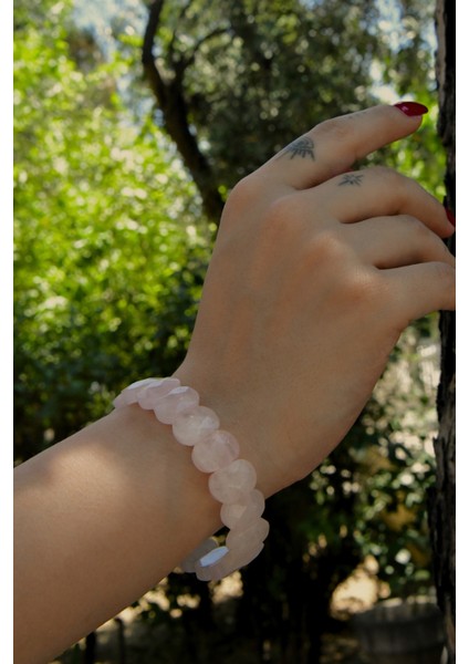 Pembe Quartz Özel Kesim Doğal Taş Unisex Bileklik fırsatları