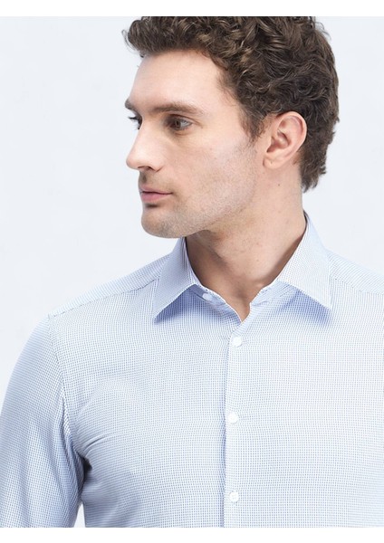 Mavi Slim Fit Dokuma Klasik Pamuk Karışımlı Gömlek