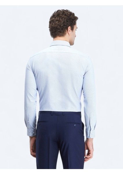 Mavi Slim Fit Dokuma Klasik Pamuk Karışımlı Gömlek