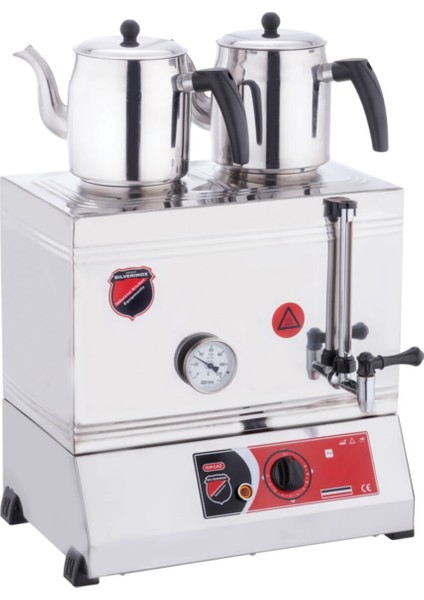 Çift Tabanlı, 2 Demlikli, 28 L, Elektrikli + Lpg Çay Ocağı, Silver 40 Model