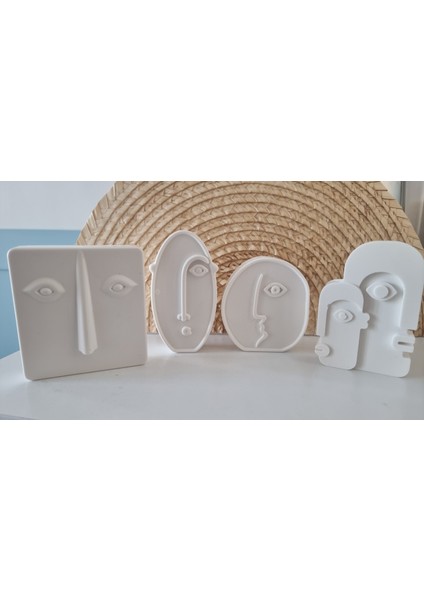 4 lü Soyut Yüz Dekoratif Taş Biblo Seti fiyatları