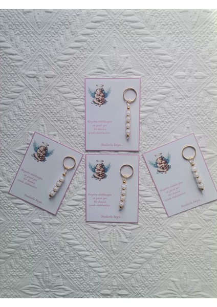 72 Adet Yeni Doğan Hastane ve 40 Mevlidi Bebek Mevlidi Dağıtmalık Beyaz Anahtarlık Hediyelik