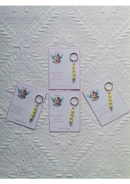 100 Adet Yeni Doğan Hastane ve 40 Mevlidi Bebek Mevlidi Dağıtmalık Sarı Anahtarlık Hediyelik