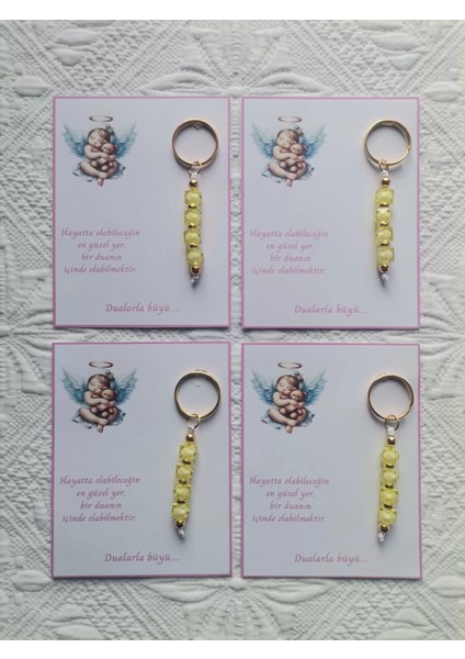 100 Adet Yeni Doğan Hastane ve 40 Mevlidi Bebek Mevlidi Dağıtmalık Sarı Anahtarlık Hediyelik modelleri