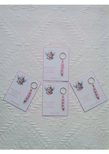 72 Adet Yeni Doğan Hastane ve 40 Mevlidi Bebek Mevlidi Dağıtmalık Pembe Anahtarlık Hediyelik