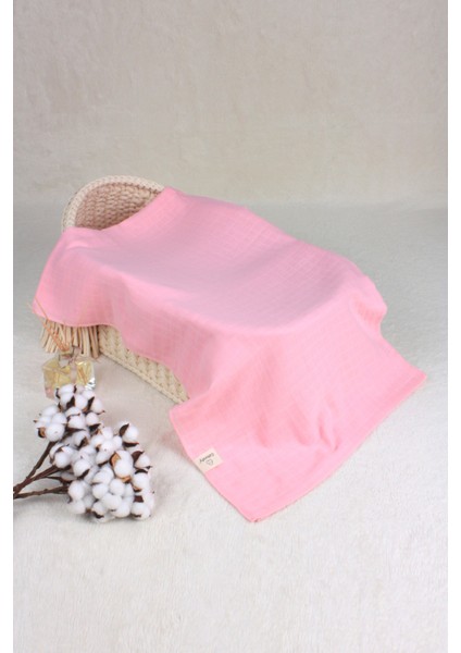 ® Müslin Örtü Bebek 2'li Set Pembe - Hardal Renk 2 Katlı %100 Organik Pamuk 110X110 cm Unisex modelleri