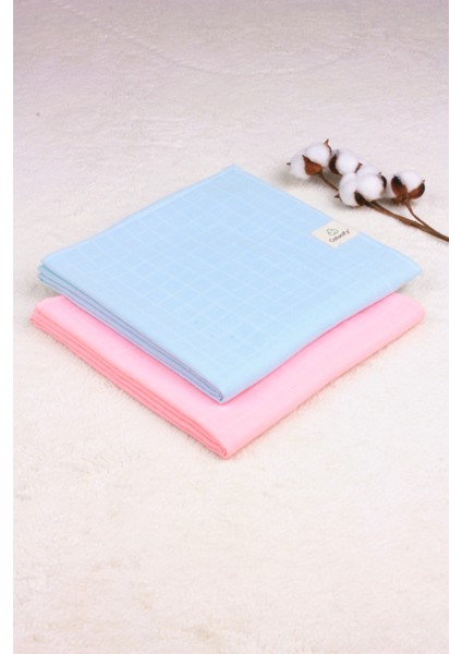 ® Müslin Örtü Bebek Çocuk 2'li Set Pembe - Mint Yeşili Renk 2 Katlı %100 Organik Pamuk 110X110 cm