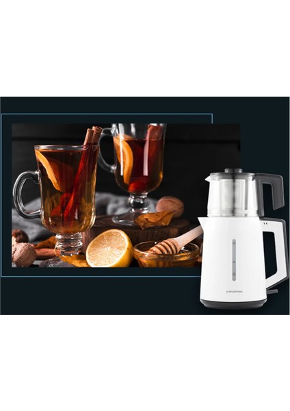 1,8 Lt Cam Demlikli Çay Makinesi, 1650 W, Beyaz, Modern ve Şık Tasarım fiyatları