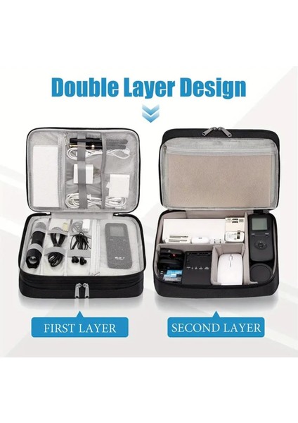 Çok Bölmeli Büyük Boy Elektronik Cihaz ve Kablo Düzenleyi Taşınabilir Seyahat Çantası modelleri