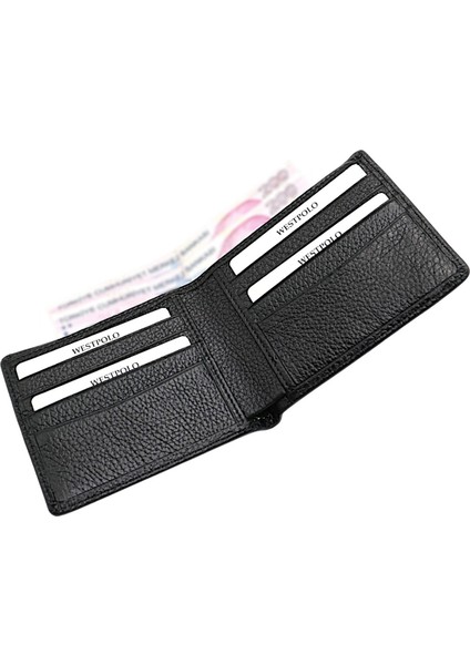 Hakiki Deri Kağıt Para ve Kart Bölmeli Unisex Cüzdan - Siyah modelleri