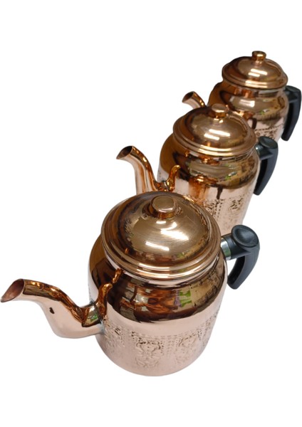 Bakır Kahveci Demliği 3'lü Set, Kaliteli Çay Kazanı Için Şık ve Dayanıklı Demlikler indirimleri