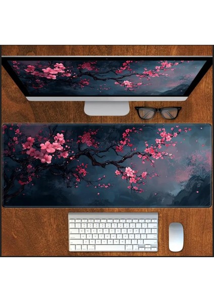 90X40 cm Kiraz Çiçeği Temalı Kaydırmaz Taban Speed Yüzey Oyuncu Mouse Pad Gaming modelleri