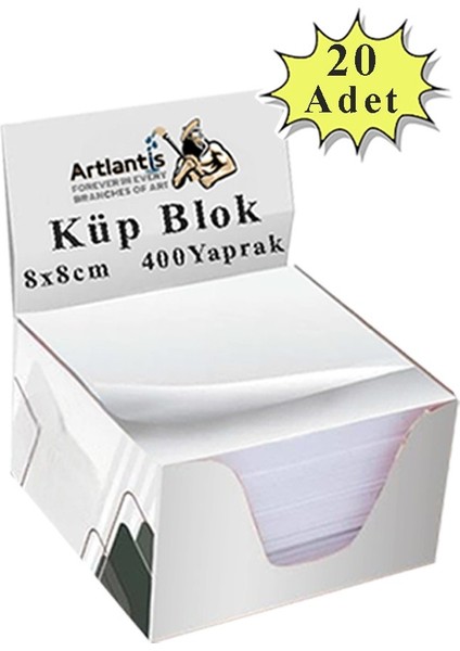 Masaüstü Küp Blok Not Kağıdı 20 Paket 8x8 cm Beyaz Küp Not Kağıdı Kare Kağıt Beyaz Boş Kağıt 400 Yaprak Hatırlatma Ofis