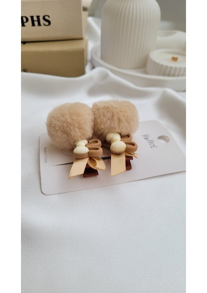 2"li Peluş Nude Renk Tavşan Klips Çocuk Tokası