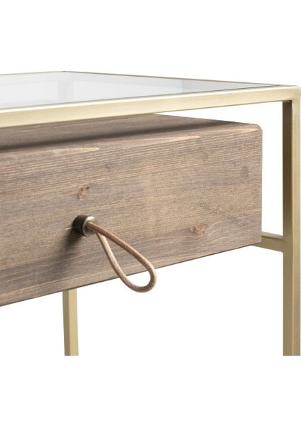 Lima Vol1 Eskitme Pirinç Metal İki Çekmeceli Antre Dresuar Konsol