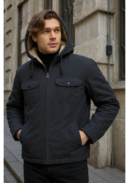 Erkek Içi Kürklü Kapşonlu Kışlık Füme Bol Ceket fiyatları