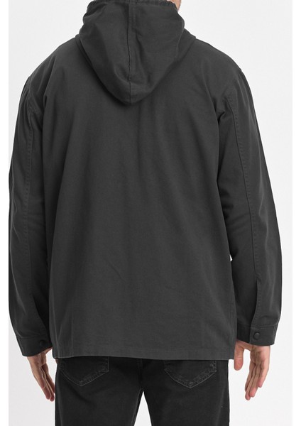 Erkek Içi Kürklü Kapşonlu Kışlık Füme Bol Ceket modelleri