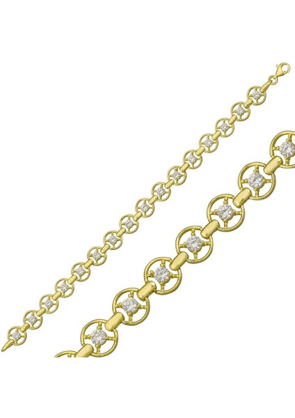 925 Ayar Gümüş Gold Yuvarlak Su Yolu Bileklik T6378 (599599) fiyatları