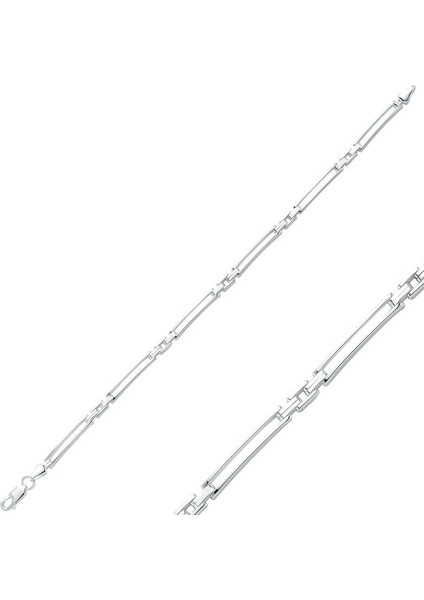 925 Ayar Gümüş Ince Çift Çizgili Erkek Bileklik BR0460341 (599599)