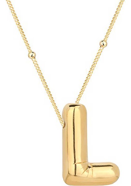 925 Ayar Gümüş Gold Balon L Harfi Kadın Kolye T7860 (599599)