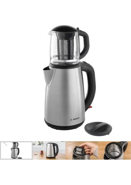 Gri Inox Çay Makinesi, Şık ve Kullanışlı Tasarım