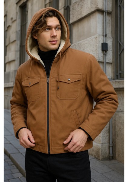 Erkek Içi Kürklü Kapşonlu Kışlık Kahve Bol Ceket fiyatları