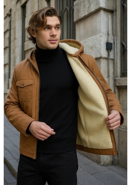 Erkek Içi Kürklü Kapşonlu Kışlık Kahve Bol Ceket fırsatları