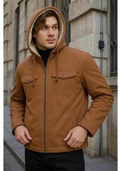 Erkek Içi Kürklü Kapşonlu Kışlık Kahve Bol Ceket indirimleri