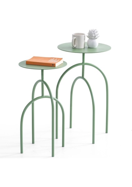 Vini İkili Metal Zigon Sehpa Seti modelleri