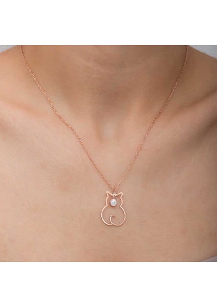 925 Ayar Gümüş Nisan Ayı Doğum Taşı Kedi Kadın Kolye T8346 (599599) fırsatları