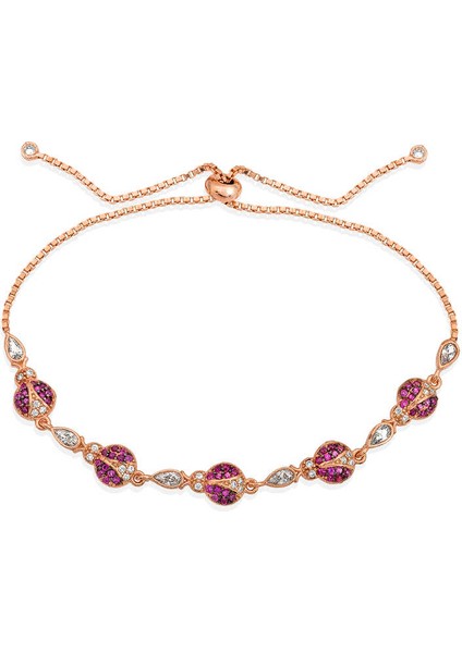 925 Ayar Gümüş Rose Uğur Böcekli Asansör Bileklik BR0460668 (599599) fiyatları