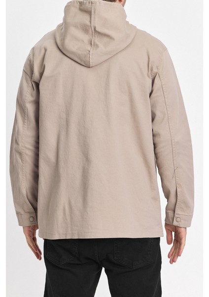 Erkek Içi Kürklü Kapşonlu Kışlık Krem Bol Ceket modelleri