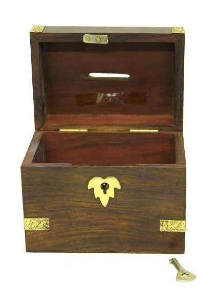 Kumbara Kilitli Ahşap Kutu Kumbara Hediyelik (KNM-H0072) (599599) fırsatları