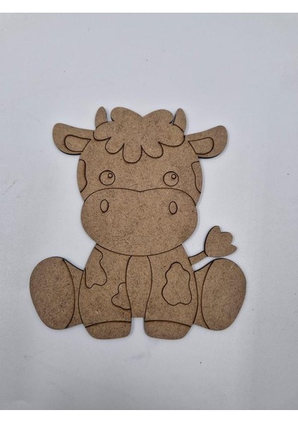 1 Adet Sevimli Inek Ahşap Boyama Okul Diy Etkinlik Aktivite Sanat No2 15 cm x 13 cm