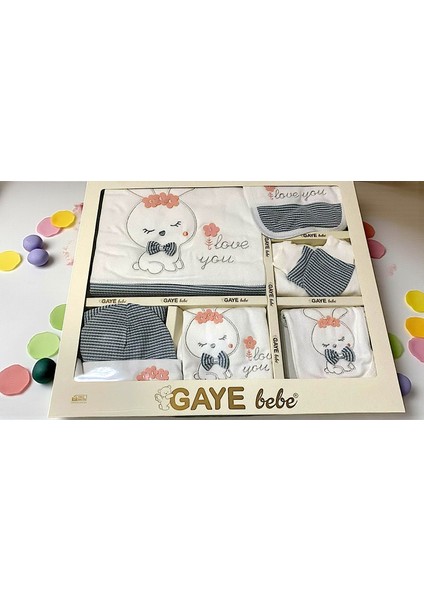 Unisex 0-3 Ay Bebeklere Gaye Organik Uyuyan Tavşan Nakışlı 10 Lu Set