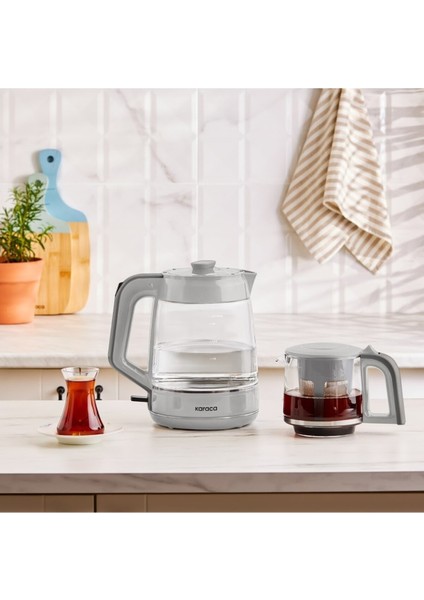 Susuz Çalışma Emniyetli, 2,2 Lt + 0,9 Lt Yüksek Hacimli Çay ve Kettle indirimleri