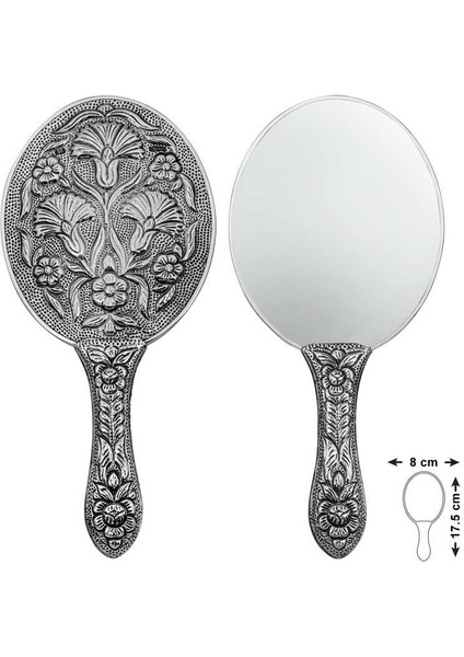 925 Ayar Gümüş Karanfil Motifli El Aynası T8632 (599599)