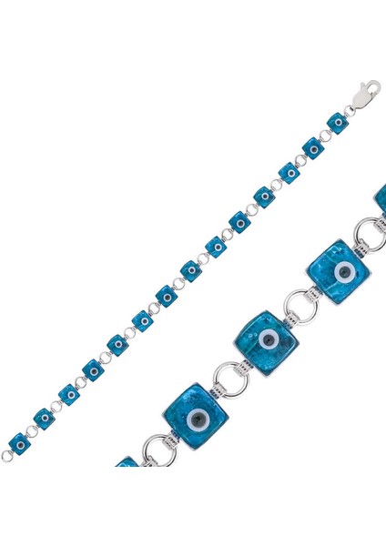 925 Ayar Gümüş Kare Nazar Bileklik BR0460545 (599599)